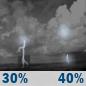 Tonight: A chance of showers and thunderstorms. Partly cloudy, with a low around 68. Southwest wind 5 to 12 mph, with gusts as high as 22 mph. Chance of precipitation is 40%. New rainfall amounts between a quarter and half of an inch possible. Tonight: Chance Showers And Thunderstorms
